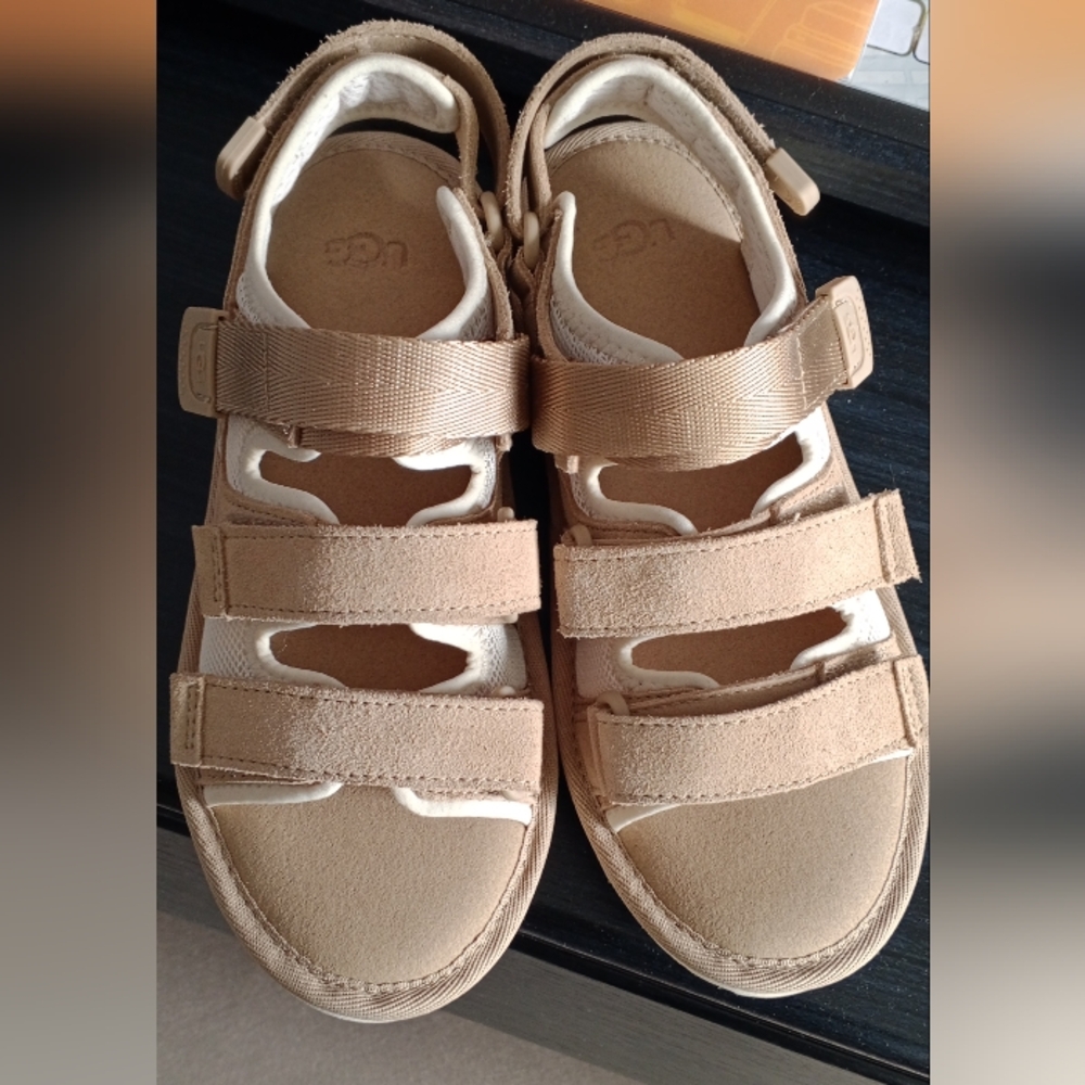 NEW UGG Tan Sandals with Adjustable Straps and Open-Toe Design